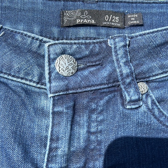 Prana Organic cotton blend Slim fit Stretch Short inseam Jeans Blue 0/25 - Picture 3 of 8